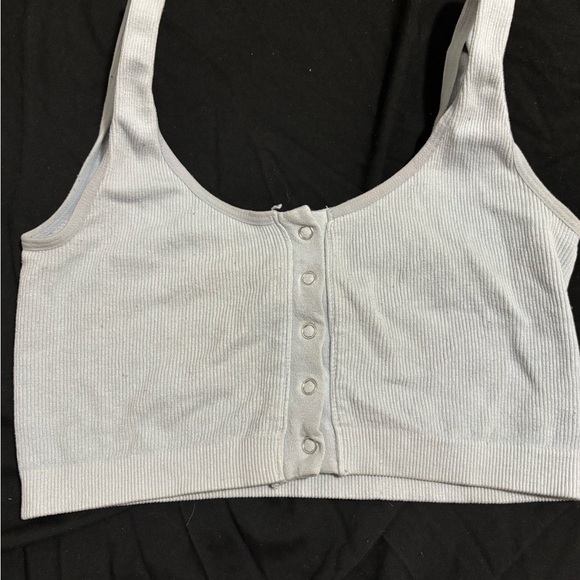 Women's White Button-Front Ribbed Top - Picture 1 of 1